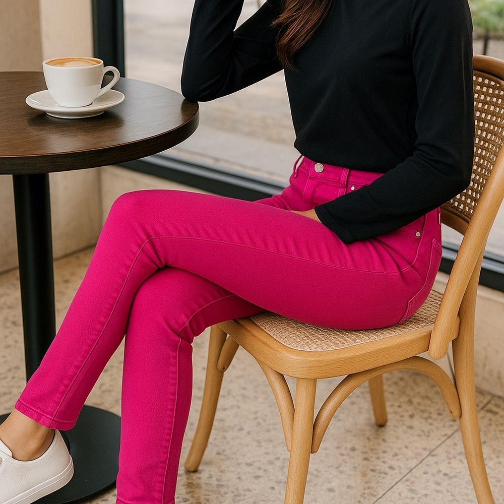 Hudson Nico Mid-Rise Skinny Jeans Fuchsia Pink Stretch Denim Size 28